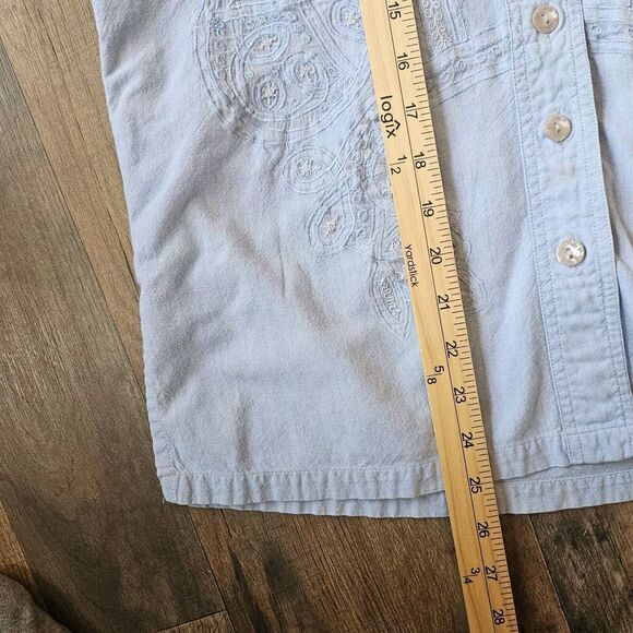 Vtg 90s Silver Threads Shirt Womens Sm Blue Denim Embroidered Western Button Up - Picture 8 of 9